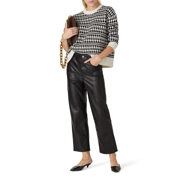 Jason Wu Graphic Sweater Geometric Chunky Knit Wool Oversized Top Black White M - Picture 3 of 10